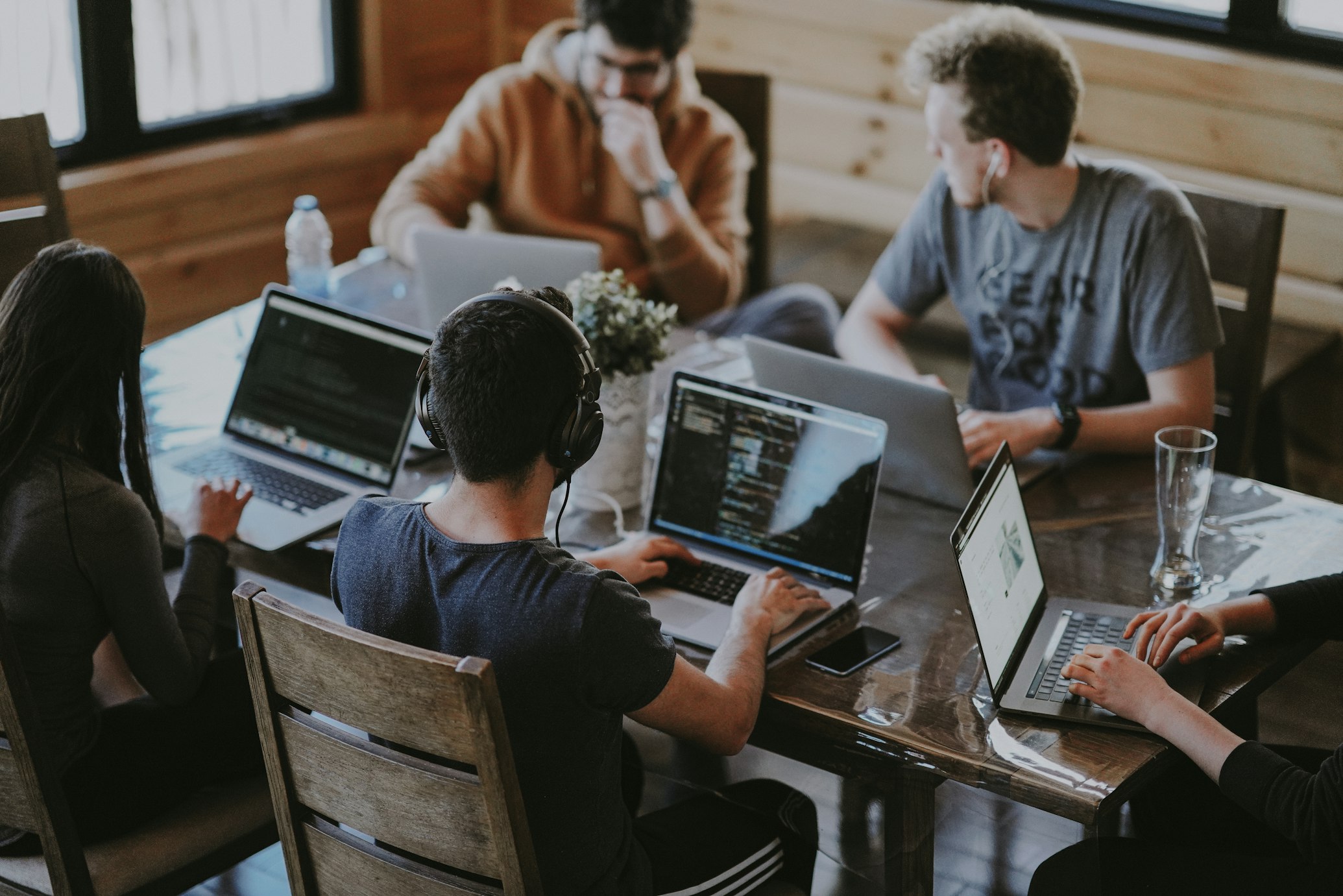 Modern software development team working on innovative solutions